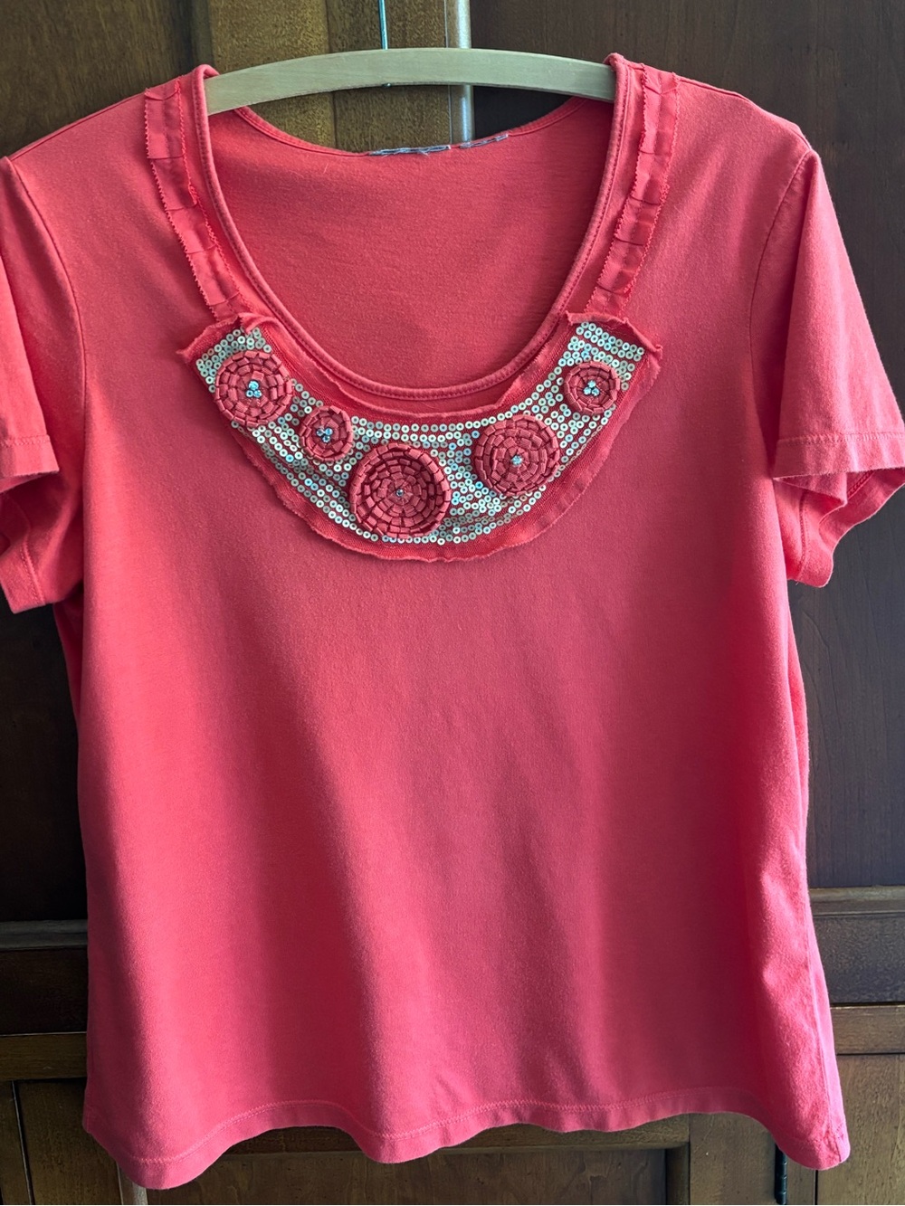 Orange Embellished Knit Top